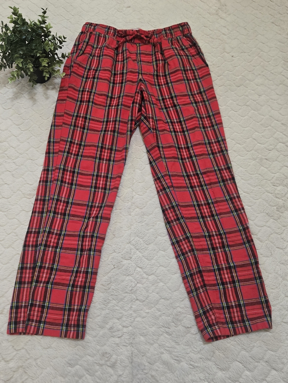 J. Crew Red Plaid Cotton Flannel Pajama Pants, Mens Size Small